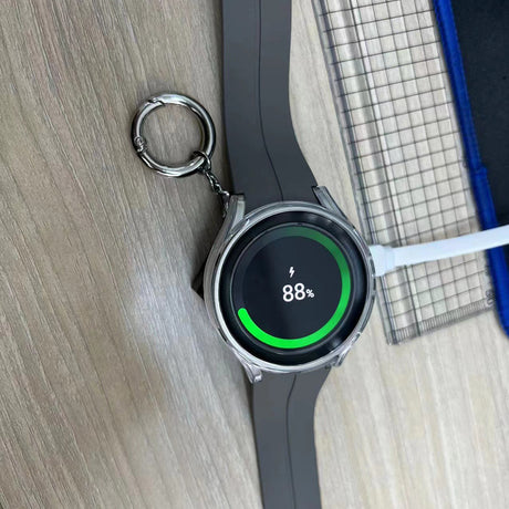 Incarcator Techsuit SmartWatch Wireless (TSC4), for Samsung Watch, Type-C, 2.5W, Portable Keyholder and Desk Holder, Negru