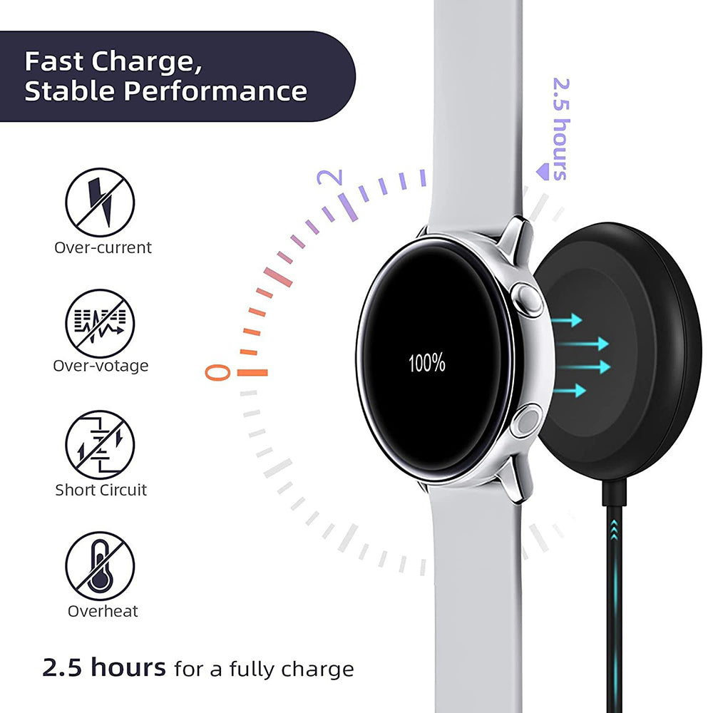 Incarcator Techsuit SmartWatch Wireless Charging Cable (TSC12), for Samsung Galaxy Watch 3/4/5/6, USB, 2.5W, with Desk Holder, Negru
