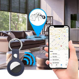 Suport Techsuit Secure Leather (SLH1), Apple AirTag Case, with Metal Ring, Albastru