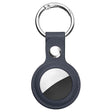 Suport Techsuit Secure Leather (SLH1), Apple AirTag Case, with Metal Ring, Albastru