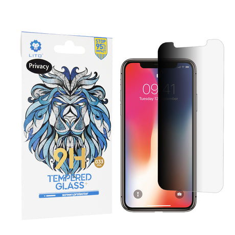 Folie de protectie Lito 2.5D Classic Glass compatibil cu iPhone X / iPhone XS / iPhone 11 Pro, Privacy