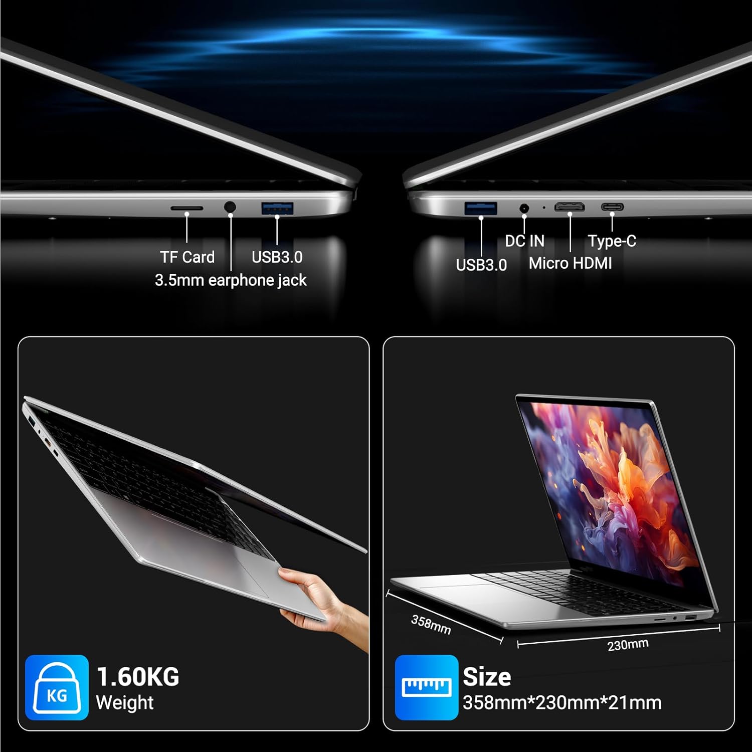 SADSYMB XU-133E noteszgép, 16 GB, 512 GB, 15,6 hüvelykes kijelző