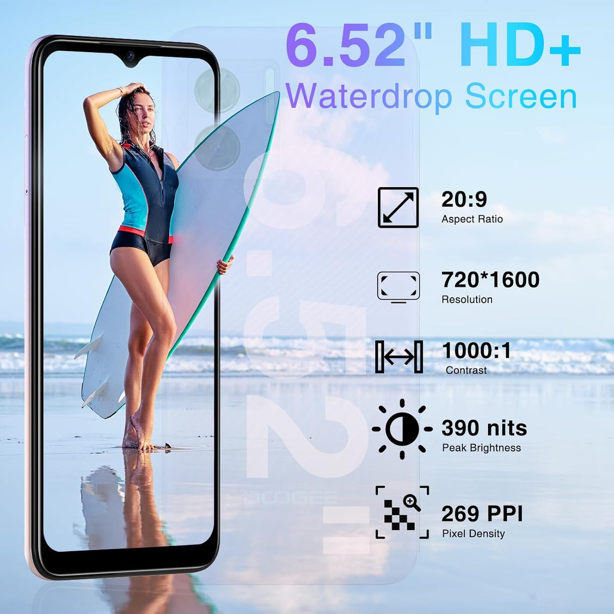Doogee N50S, 4G, IPS 6.52" HD+, 8+7GB RAM, 128GB ROM, Android 13, Octa Core, 4200mAh, Dual SIM