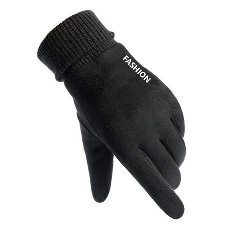 Techsuit Touchscreen Gloves Suede (ST0010), PU Leather, Plush Interior, Negru