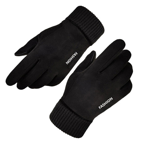 Techsuit Touchscreen Gloves Suede (ST0010), PU Leather, Plush Interior, Negru