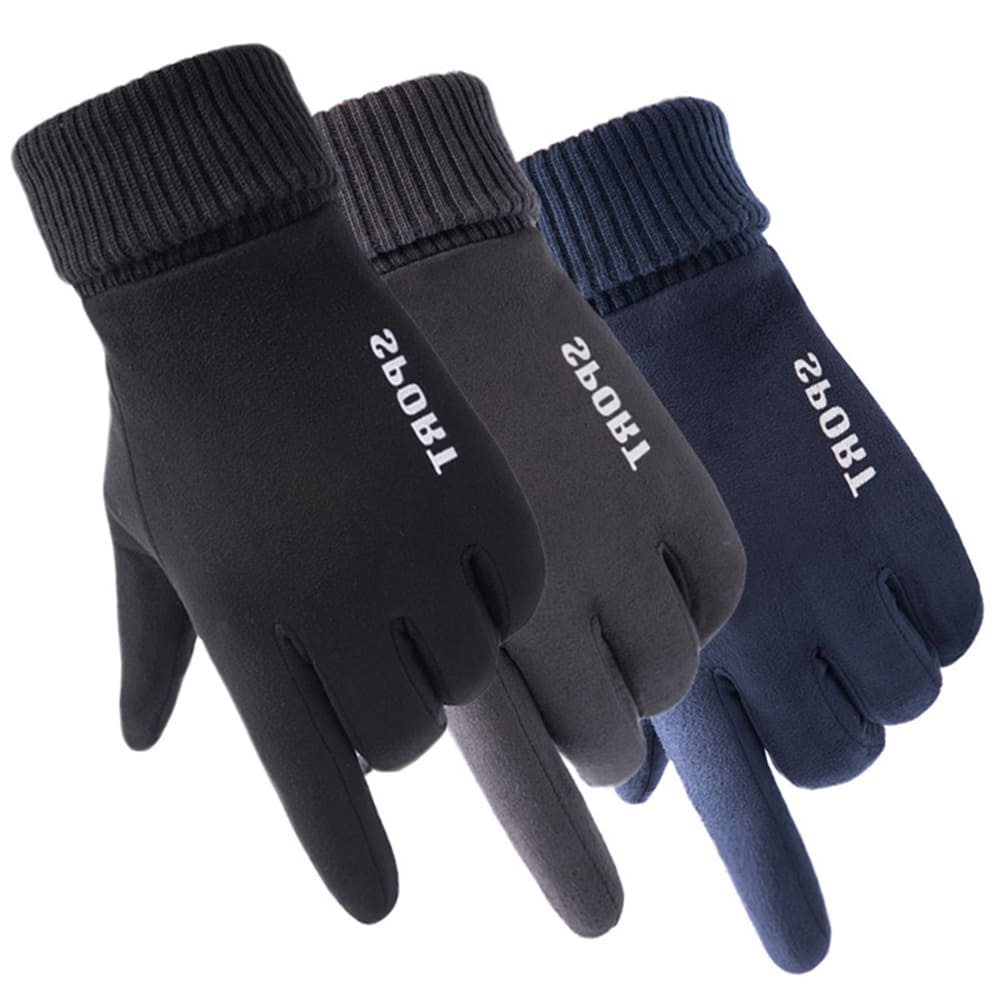 Techsuit Touchscreen Gloves Suede (ST0010), PU Leather, Plush Interior, Negru