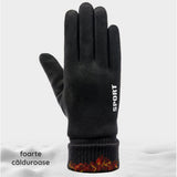 Techsuit Touchscreen Gloves Suede (ST0010), PU Leather, Plush Interior, Negru