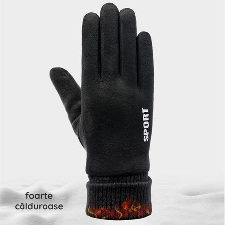 Techsuit Touchscreen Gloves Suede (ST0010), PU Leather, Plush Interior, Negru