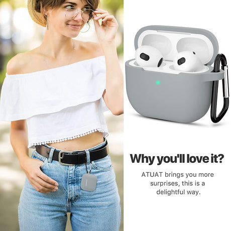 Casti Techsuit Silicone Case, for Apple AirPods 3, Smooth Ultrathin Material, Gri