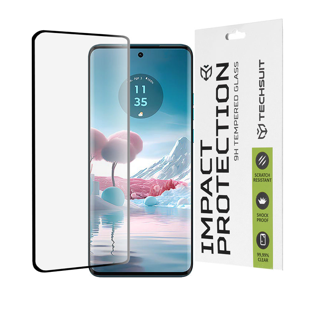 Folie de protectie Techsuit 111D Full Cover / Full Glue Glass / 3D Curved Screen compatibil cu Motorola Edge 40 Neo, Negru