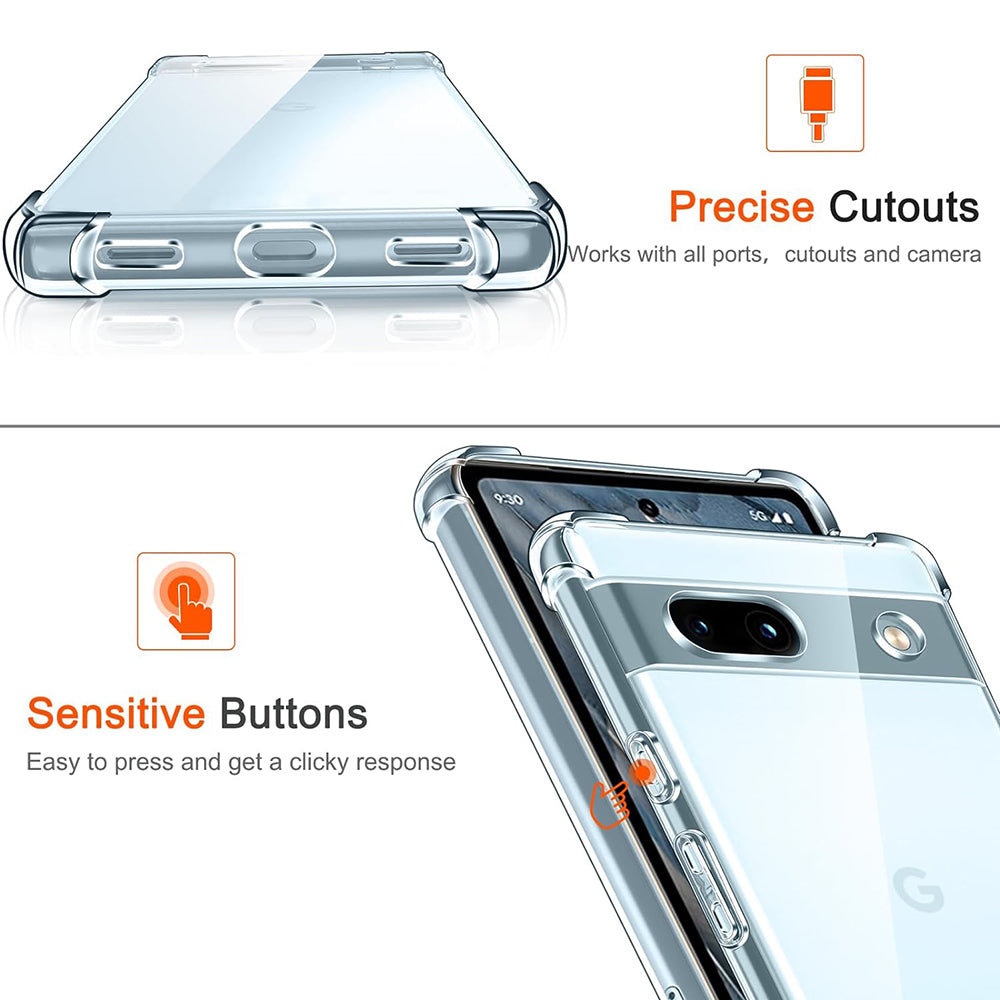 Husa de protectie Techsuit Shockproof Clear Silicone compatibil cu Google Pixel 7a, Transparent