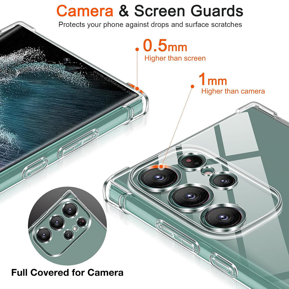 Husa de protectie Techsuit Shockproof Clear Silicone compatibil cu Samsung Galaxy S22 Ultra 5G, Transparent