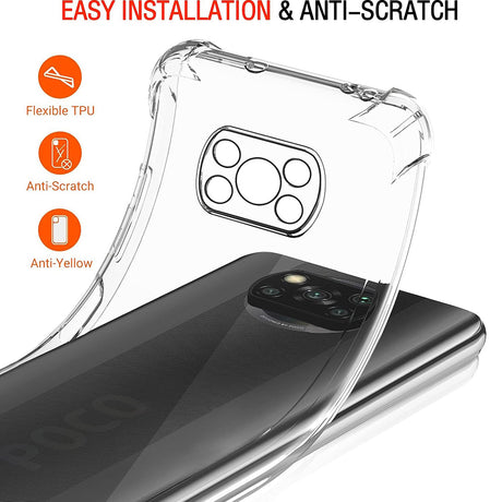 Husa de protectie Techsuit Shockproof Clear Silicone compatibil cu Xiaomi Poco X3 / Poco X3 NFC / Poco X3 Pro, Transparent