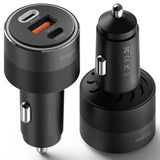 Incarcator Ringke Car, USB, 2x Type-C, PD30W, QC3.0, with Ambiental Light, Negru