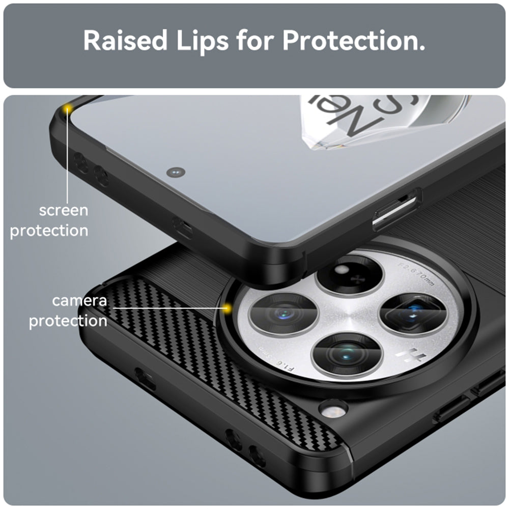 Husa de protectie Techsuit Carbon Silicone compatibil cu OnePlus 12, Negru