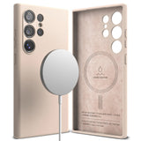 Husa de protectie Ringke Silicone Magnetic MagSafe compatibil cu Samsung Galaxy S24 Ultra, Roz Sand
