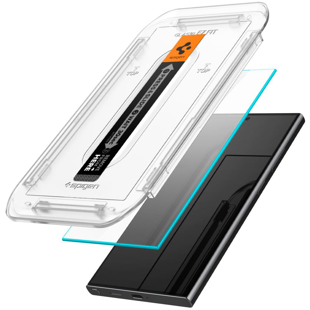 Folie de protectie Spigen (set de 2) Glas.tR EZ-FIT (AGL07495) compatibil cu Samsung Galaxy S24 Ultra, Transparent