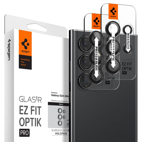 Spigen Optik.tR EZ Fit Pro Camera Glass folie de protecție cameră pentru Samsung Galaxy S24 Ultra, negru