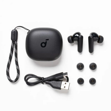 Casti Anker R50i (A3949G11), with Charging Case, Extra-bass, AI-Enhanced Calls, Negru