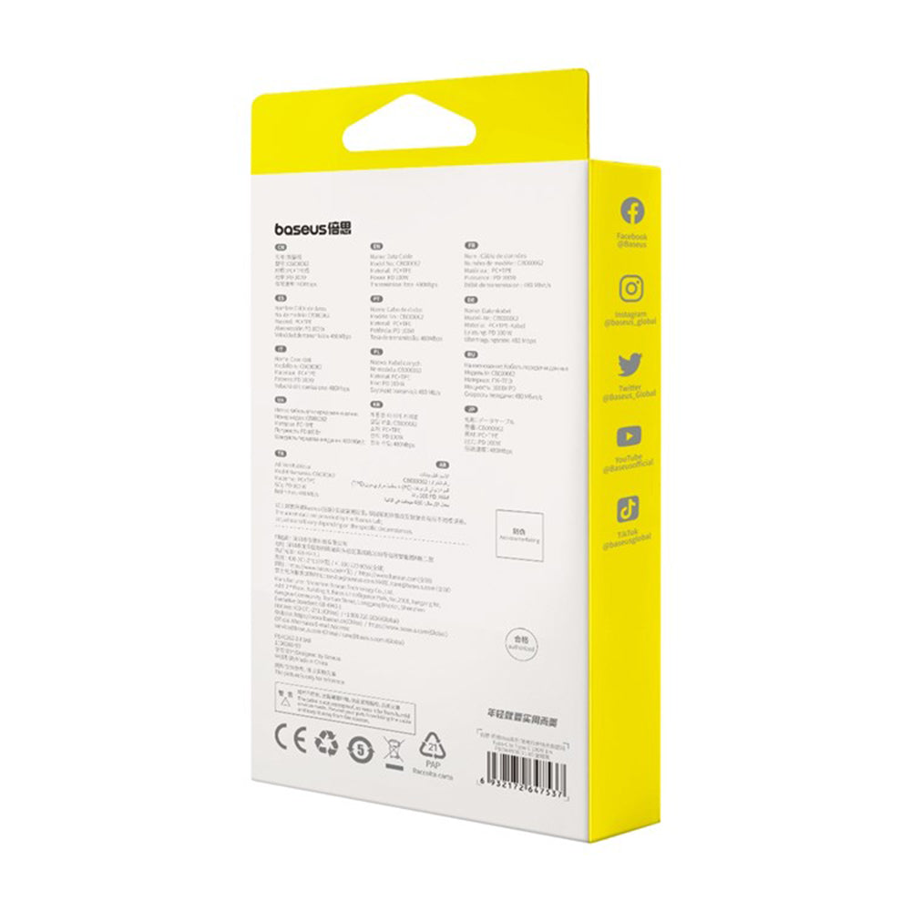 Cablu Baseus Free2Draw Mini (P10364500111-00), Type-C to Type-C, 100W, 1m, Retractable, Negru