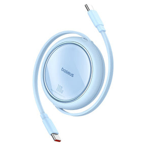 Cablu Baseus Free2Draw Mini (P10364500311-00), Type-C to Type-C, 100W, 1m, Retractable, Galaxy Blue