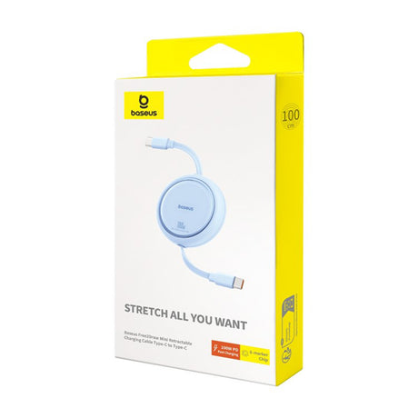Cablu Baseus Free2Draw Mini (P10364500311-00), Type-C to Type-C, 100W, 1m, Retractable, Galaxy Blue