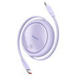 Cablu Baseus Free2Draw Mini (P10364500511-00), Type-C to Type-C, 100W, 1m, Retractable, Nebula Purple