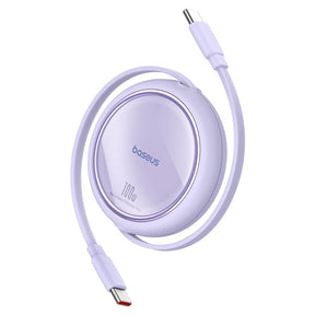 Cablu Baseus Free2Draw Mini (P10364500511-00), Type-C to Type-C, 100W, 1m, Retractable, Nebula Purple