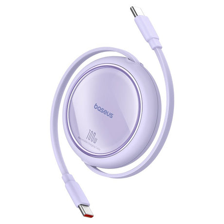 Cablu Baseus Free2Draw Mini (P10364500511-00), Type-C to Type-C, 100W, 1m, Retractable, Nebula Purple