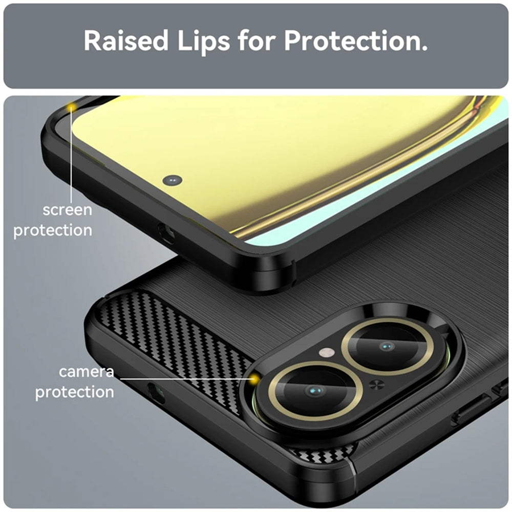 Husa de protectie Techsuit Carbon Silicone compatibil cu Realme C67 4G, Negru