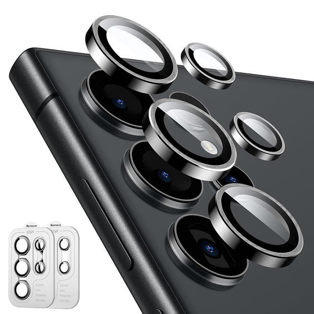 Folie de protectie ESR Lens Tempered Glass (set de 2) compatibil cu Samsung Galaxy S24 Ultra, Negru