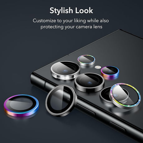 Folie de protectie ESR Lens Tempered Glass (set de 2) compatibil cu Samsung Galaxy S24 Ultra, Negru