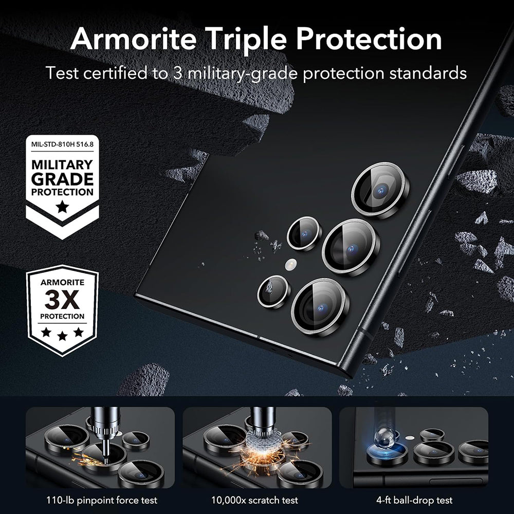 Folie de protectie ESR Lens Tempered Glass (set de 2) compatibil cu Samsung Galaxy S24 Ultra, Negru