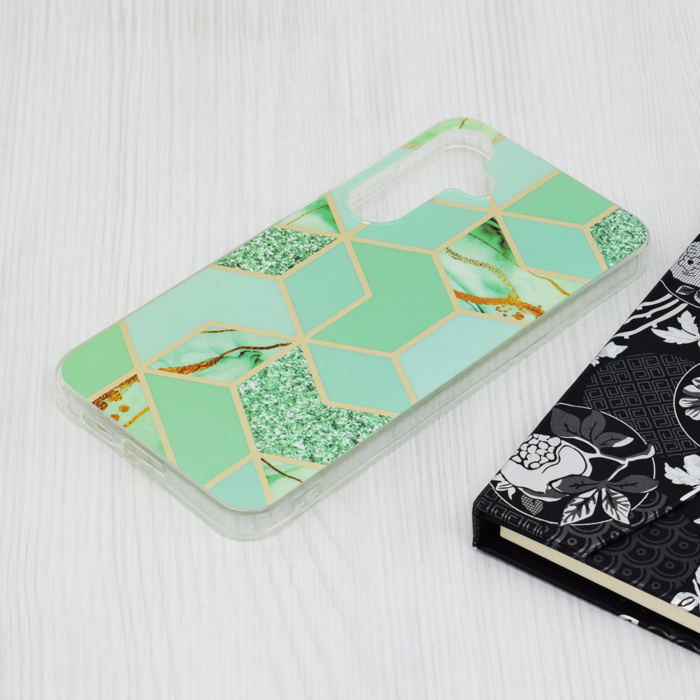 Husa de protectie Techsuit Marble Series compatibil cu Samsung Galaxy S24 Plus, Verde Hex