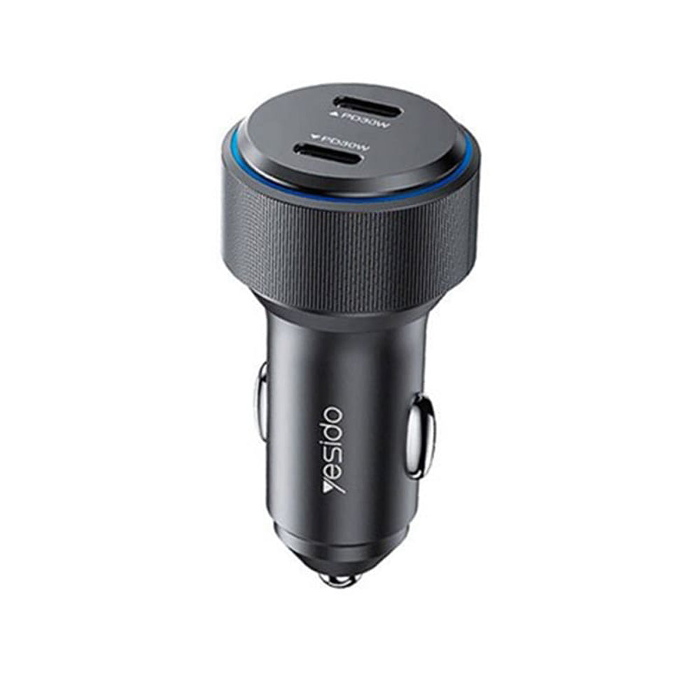 Incarcator Yesido Car (Y48), 2x Type-C, Fast Charging, 60W, Negru
