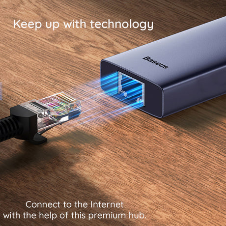 Hub Baseus UltraJoy (B00052805813-00), Type-C la HDMI / 2x USB / RJ45 / SD / TF, Gri