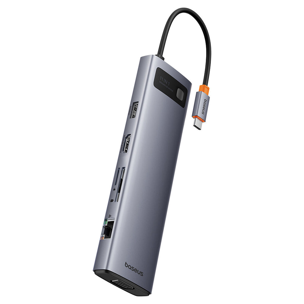 Hub Baseus Metal Gleam (B00030709811-00), Type-C to HDMI 4K, VGA, 4xUSB, RJ45, Gri