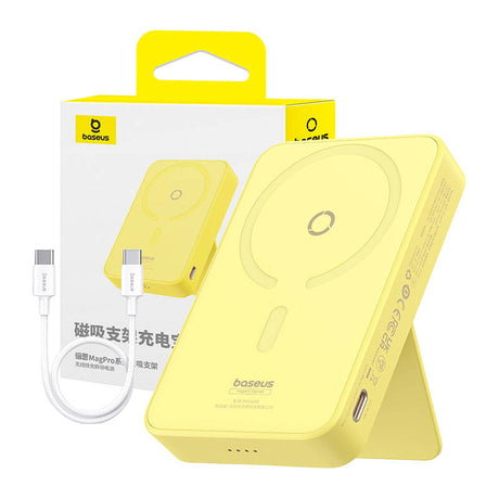 Baterie externa Baseus MagPro Magnetic PPCXZ05 (P10064101Y23-00), USB-C, 5000mAh, 20W, MagSafe, Cable Type-C, 3A, 30cm, Galben