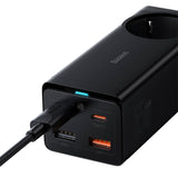 Gadget Baseus Extension Cord (PSZM000901), Powerstrip GaN3 Pro 2xUSB + 2xUSB-C + AC, 65W, Negru