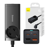 Gadget Baseus Extension Cord (PSZM000901), Powerstrip GaN3 Pro 2xUSB + 2xUSB-C + AC, 65W, Negru