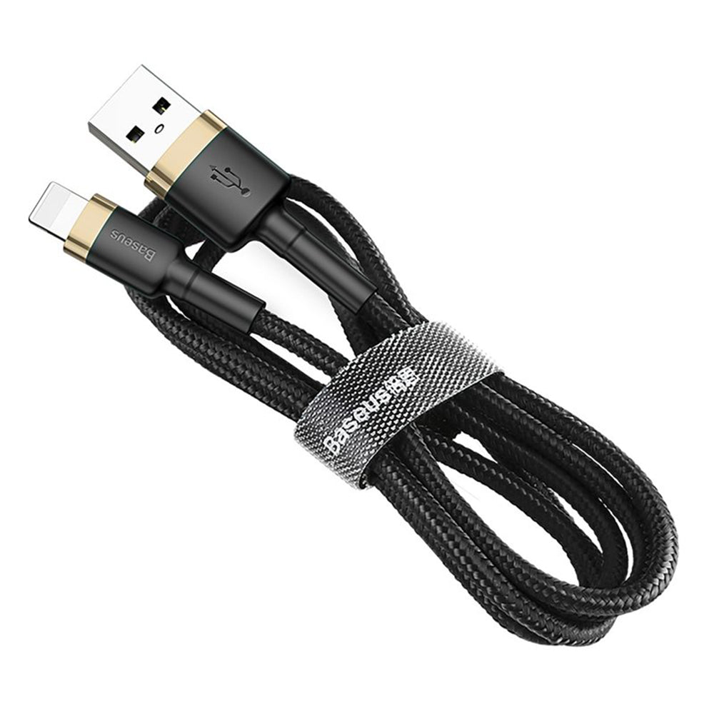 Cablu Baseus Cafule (CALKLF-BV1), USB to Lightning, 2.4A, 480Mbps, 1m, Negru / Gold