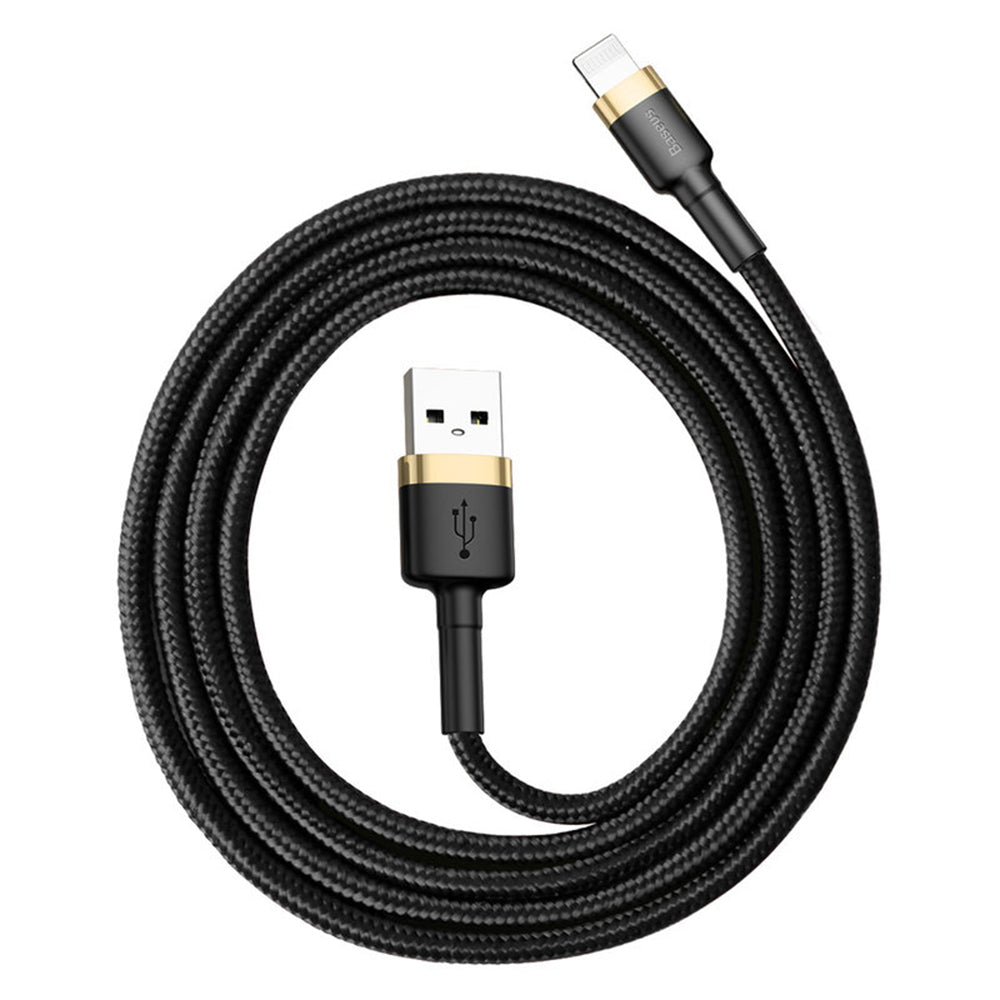 Cablu Baseus Cafule (CALKLF-BV1), USB to Lightning, 2.4A, 480Mbps, 1m, Negru / Gold