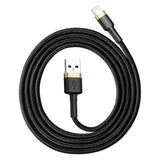 Cablu Baseus Cafule (CALKLF-BV1), USB to Lightning, 2.4A, 480Mbps, 1m, Negru / Gold