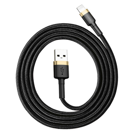 Cablu Baseus Cafule (CALKLF-BV1), USB to Lightning, 2.4A, 480Mbps, 1m, Negru / Gold