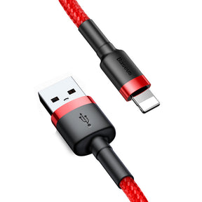 Cablu Baseus Cafule (CALKLF-B09), USB to Lightning, 2.4A, 480Mbps, 1m, Rosu