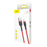 Cablu Baseus Cafule (CALKLF-B09), USB to Lightning, 2.4A, 480Mbps, 1m, Rosu