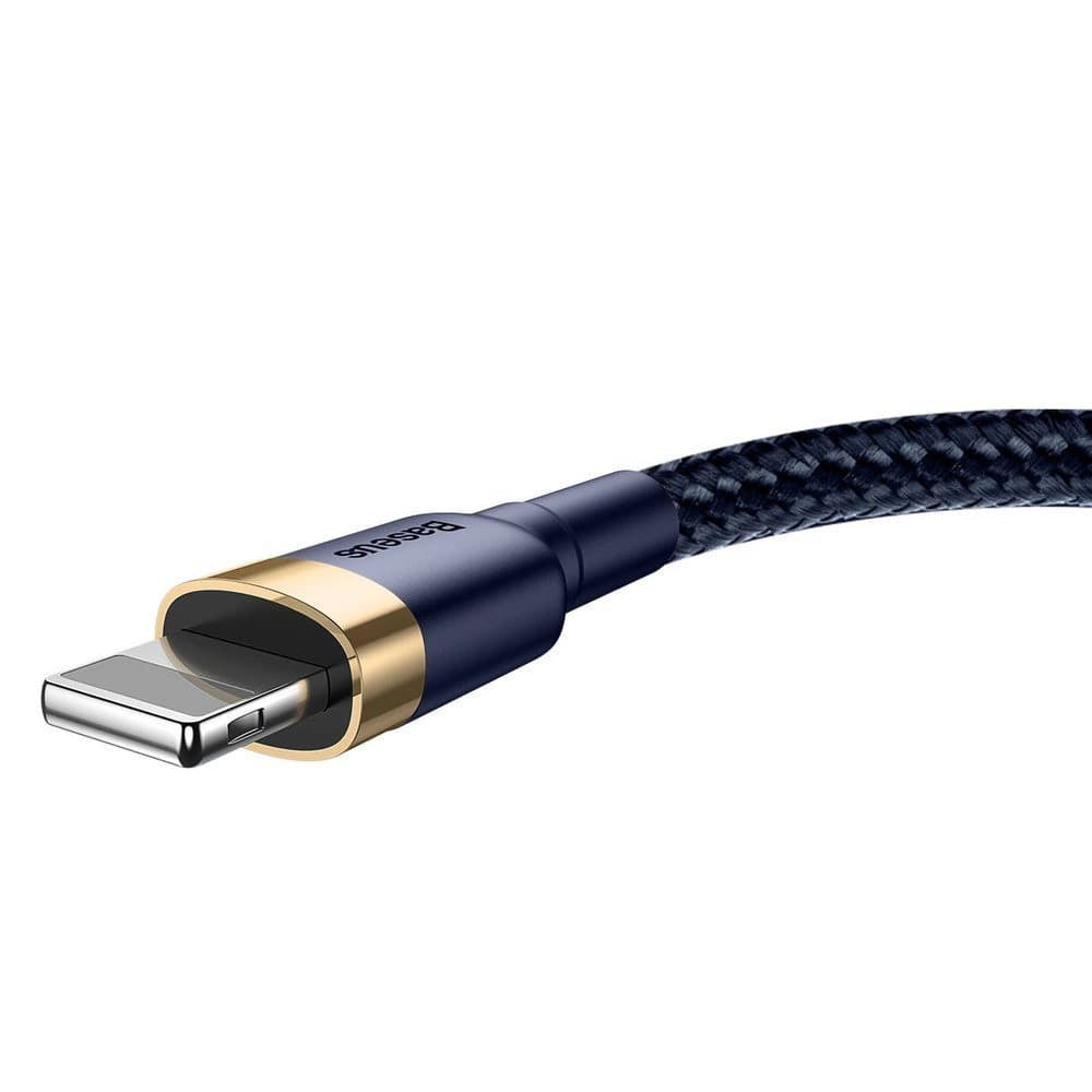 Cablu Baseus Cafule (CALKLF-CV3), USB to Lightning, QC3.0, 1.5A, 2m, Albastru / Gold