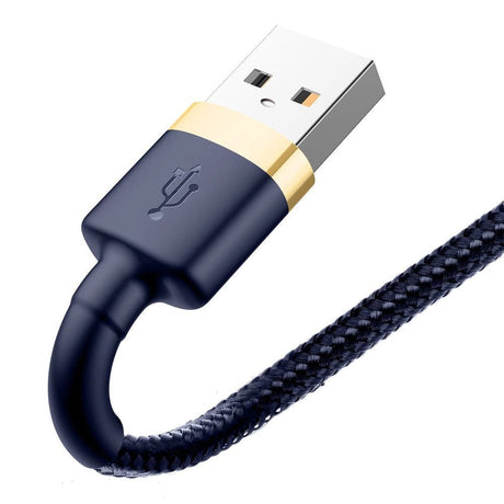 Cablu Baseus Cafule (CALKLF-CV3), USB to Lightning, QC3.0, 1.5A, 2m, Albastru / Gold