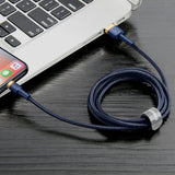 Cablu Baseus Cafule (CALKLF-CV3), USB to Lightning, QC3.0, 1.5A, 2m, Albastru / Gold