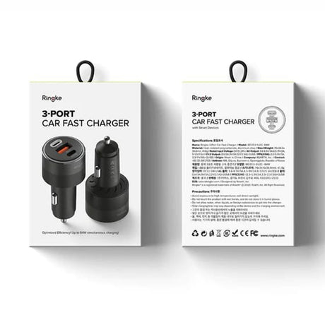 Incarcator Ringke Car, USB, 2x Type-C, PD30W, QC3.0, with Ambiental Light, Negru
